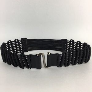 🛍 Italian Black Leather macramé Belt, size  M, like new